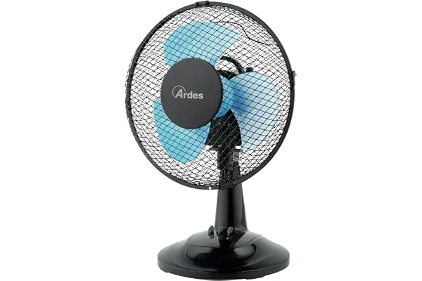 ARDES - AR5EA23B Ventilateur de Table 2 Vitesses Silencieux 3 PALES NEW EASY 23 - Ventilateur Oscillant Total Black à Inclinaison Verticale et Commande Manuelle