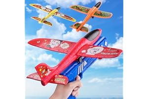 Lot de 3 jouets de lancement d'avion, avion planeur en mousse avec pistolet catapulte,jouet d'avion catapulte en mousse pour enfants,cadeaux d'anniversaire pour 4 5 6 7 8 9 10 11 12 ans garçons filles