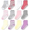CozyWay Non Slip Toddler Socks for Kids With Grips 12 Pairs Sticky Anti Skids Boys Girls 1-9 Years