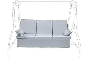 Gardenista Garden 3 Seater Swing Seat Cushion | Water Resistant Outdoor Hammock Replacement Bench Pad 168x56cm | Soft and Comfy Canopy Swing Seat Cushions with Back | Easy to Clean (Grey)