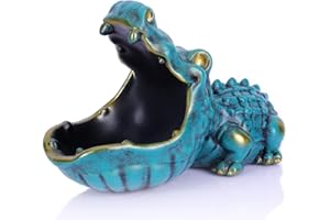 orenm Alligator Statue Home Decorative Candy Bowl Resin Alligator Figurine Sculpture Table Art Decoration Sundries Key Container Storage Box (Alligator-Green)