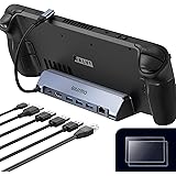 Steam Deck Dock Unterstützt ROG Ally Konsole GIISSMO 6in1 Mit 2 hochauflösenden Schutzfolien Steam Deck Docking Station mit H