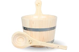 SudoreWell® Kit seau de sauna en bois de tremble - insert en plastique - louche