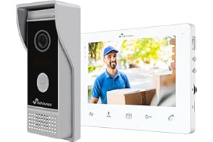 NIVIAN Videocitofono 2 Fili Analogico con Monitor 7" HQ Schermo Interno con Audio Bidirezionale | Piastra Esterna IP65 Antivandalica con Visione Notturna, Apriporte Elettrico. Smart Security