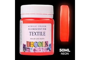 Decola Nevskaya Palitra Fluoreszierende Textilfarbe Rot | 50 ml Acryl Neon-Farbe mit Glow-Effekt unter Schwarzlicht (UV-Licht) | Qualität