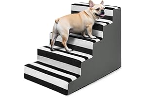 Pawk Dog Stairs Pet Stairs with Removable Cover, 3 Steps High Density Foam for Small Dogs and Cats, Non-Slip Dog Ramp with Zipper Function, 45 x 56 x 75 cm