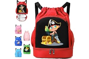 YOUYIKE Niños Mochila de Fitness, Deportiva Impermeable Bolsa de Playa, Bolsa para Viajes de Gimnasio, Adecuado Chico Chico Bolsa Deport, Mochila Con Cordón