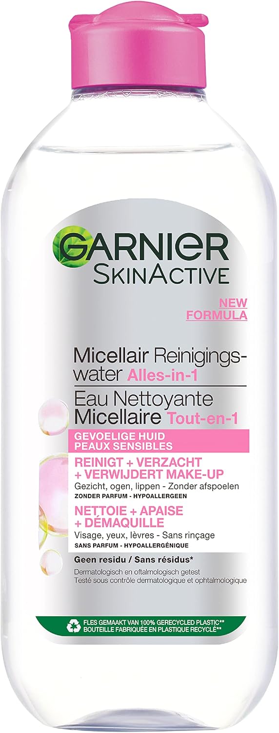 Garnier SkinActive Eau micellaire nettoyante pour peau sensible – Nettoyant doux – Démaquillant doux - 400ml