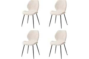 GrandCA HOME Lot de 4 Chaises de Salle à Manger Rembourrées, Chaises de Cuisine Nordiques, Chaises Rembourrées avec Pieds en Métal, Coussin en Tissu, Beige