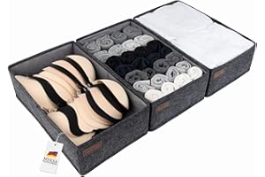 MEKAA Schubladen Organizer Für Kommode & Kleiderschrank - 3er-Set - Passend Für MALM - Schubladen-Ordnungssystem Für Kleidung, Wickelutensilien, Unterwäsche, Accessoires - Anthrazit - L40*B23*H12cm