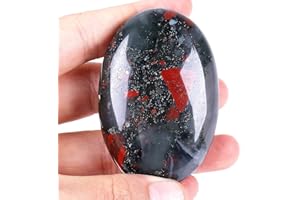 Lovionus89 Afrikanischer Blutstein Sorgensteine,Natürliche Oval Palme Tasche Heilkristall Massage Spa Energiestein