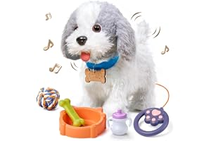 OR OR TU Löpande hundleksaker för barn Leksakshund Plysch Elektroniska husdjur Hund Valp, gå, skäll och slicka på en ledning, interaktiva leksaker hund för barn 3 4 5 6 7+ år gammal present