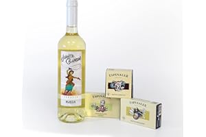 Espinaler Cesta Gourmet con Botella vino blanco verdejo y pates gourmet variados - Lote para regalar con surtido de patés de marisco - Cesta comida regalo - Lote vino degustación