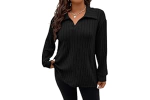Gemulate Plus Size Jumpers for Women Long Sleeve Tops Ladies Lightweight Striped Oversized Sweater Tshirts and Sweatshirts XL-5XL