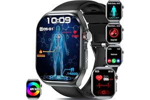 YYKY 2025 ECG Reloj Inteligente con 𝐆𝐥𝐮𝐜𝐞𝐦𝐢𝐚/Ácido Úrico/Lípidos, 2.04" AMOLED Smartwatch con BMI/Fatiga/Emociones, 24/7 Temperatura Corporal, Presión Arterial, Sueño para Android iOS