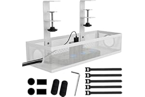 ShineBurky Kabelmanagement unter dem Schreibtisch ohne Bohren, Kabelkanal under Schreibtisch, Cable Management under Desk Kabelwanne under Schreibtisch Büro und Schlafzimmer Zubehör, Weiß