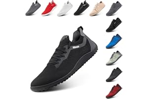 Hafiot Scarpe Barefoot Uomo Donna Scarpe Minimalista Trail Barefoot Shoes Scarpe a Piedi Nudi Scarpe Ginnastica Sneakers Basse Fitness Nero 36-48 EU