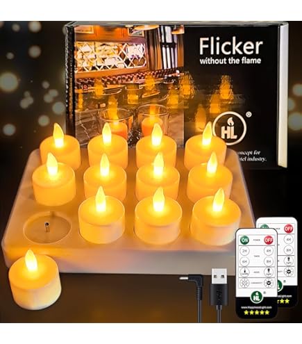 Bougies Chauffe-plat Rechargeables, 12 Bougies Rechargeables Avec Base De Chargement à Distance, Flammes LED