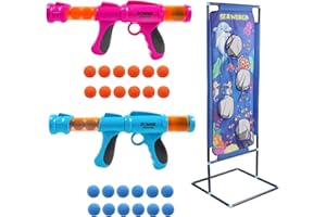 DIGHEALTH Pistola Giocattolo e Bersaglio di Tiro,2 PCS Power Gun Toy con Bersaglio da Tiro in Piedi, Regalo per Bambini Giochi di Ruolo per Interni ed Esterni con La Famiglia o Gli Amici(Oceano) …