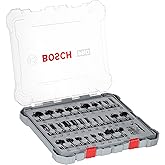 Bosch 30 par&ccedil;alı freze seti karışık (ahşap i&ccedil;in, 8 mm şaftlı &uuml;st freze aksesuarı)