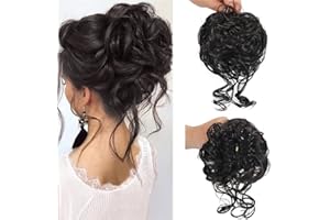 SJZDYLXY Claw Messy Bun Hair Pieces Clip Wavy Curly Hair Chignon Clip in Hairpieces Tousled Updo Donut Hair Bun Synthetic Hair Ponytail for Women Girls