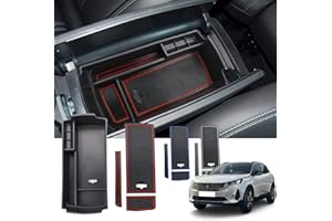 ZCLINKO Peugeot 3008 GT Line 2016+ / Peugeot 5008 GT Line 2017-2021 2022 UK Center Console Organiser Armrest Container Storage Box for Coin and Sunglass Holder Car Accessories (Red White Blue)