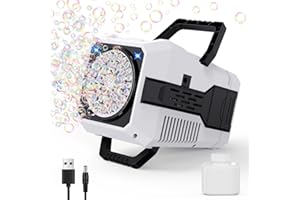 Panamalar Macchina per Bolle di Sapone, Macchina Delle Bolle Automatico per Bambini 2 Velocità con Supporto Regolabile/40 Fori/15000 + Bolla al Minuto/Soluzione per All'aperto Matrimonio Festa Estate