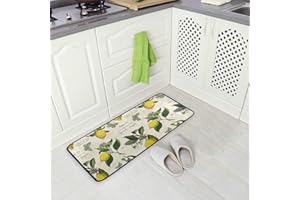 MNSRUU Küchenmatte Zitrone Und Schmetterlinge Vintage Muster rutschfeste Rückseite Fußmatte Boden Küche Teppiche Bad Läufer Matten Teppich, 99 X 50.8CM
