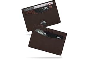 AKIELO Portfel – etui na karty blokujące RFID – minimalistyczny męski portfel na karty kredytowe (ECHO - Ciemnobrązowa Edycja)