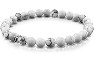 FABACH Bransoletki z pereł z kamieniami szlachetnymi 6 mm i perłami ze srebra wysokiej próby 925 – bransoletka z pereł z kamieni energetycznych i kamieni leczniczych – szlachetne kamienie naturalne, rozciągliwe bransoletki dla kobiet e srebro, colore: biały, cod. FB_PAF_V1