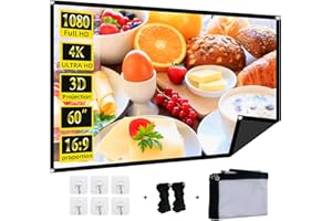 Foldable 60-inch Projector Screen,XINLEMY 4k 16:9 Anti-Crease Portable Washable Projector Backing Black Absorbs Light Movies Screens for Home Theater Backyard Indoor and Outdoor camping