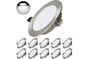 Dexnump Spot LED Encastrable Lot de 10 - Extra Plat - 7W 700lm Equivalent 70W Incandescence - 230V éclairage Plafond Encastré - Pour Salle de Bain Cuisine Salon Couloir (Argent, Blanc Froid 6000K)