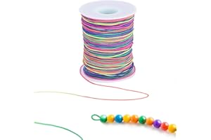 Giloty 100M Filo Elastico per Braccialetti, 1MM Cordone Arcobaleno Perline, Artigianato Intrecciato, Cordoncino per Gioielli Fai da Te