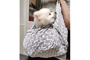 LYDNKIM Dog Sling Carrier for Small Dogs up to 15 lbs – Breathable Reversible Puppy Carrier Bag with Wide Strap, Safety Lock & Storage Pocket – Ideal for Walking, Travel & Daily Use (Striped)