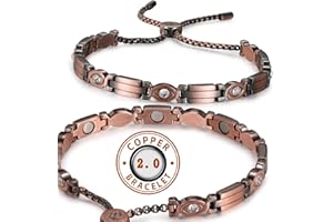 RainSo Women Pure Copper Magnetic Bracelets for Women, Adjustable Design with Display Box and Tool (Crystal Eyes)