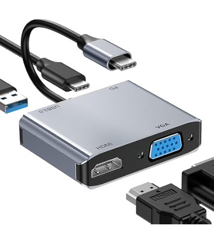 Usb To Vga Adapter INTPW Adapter, USB-C To HDMI 4K Multiport