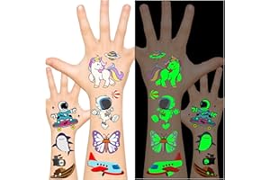 ACEVEGUE LEADTEAM 30 Fogli Tatuaggi per Bambini, Luminosi Stickers Tatuaggi Bambini, Trasferelli per Bambini Pensierini Gadget Compleanno Bambini Regalini Fine Festa Compleanno