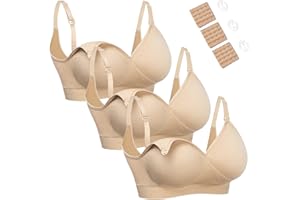 HOFISH Nursing Bra Comfy Padded Wireless Women Seamless Maternity Bra for Pregnancy/Breastfeeding/Sleeping 3Pack S-XL