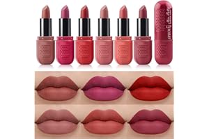 Beteligir 6 Colors Matte Lipstick Set, Non-Stick Cup Long-lasting Matte Lipstick Set, Smooth Nude Lip Stick Not Fade Pink Lip Makeup Valentine's Day Gift Sets for Women Girls (02)