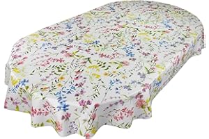Karina Home Oval Summer Meadow Flowers Wipe Clean Tablecloth Vinyl PVC Table Cover Wipeable Table Cloth (Oval 250cm x 140cm)