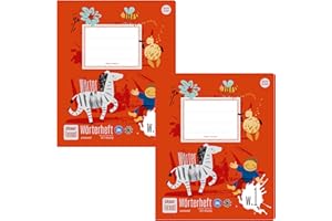 Formati Wörterheft W.1 Quart 20 Blatt 6/6/6mm liniert mit Zeichenfeldern, 100% Recyclingpapier, 2 Stück, kombinierte Lineatur für Wortübungen