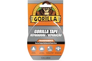Gorilla Tape – Cinta Americana Transparente, 8,2m x 48mm | Pega Incluso Bajo al Agua | Alta Resistencia y Flexible | No Amarillea a la Intemperie