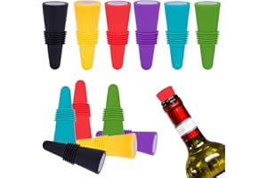ZOCONE Silicone Tappi per Bottiglie di Vino, 12 PCS Tappo per Vino in Silicone, Tappo per Bottiglia di Vino con Fondo in Acciaio Inossidabile, Riutilizzabili, per Conservare ​la Birra Champagne