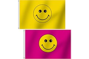 Omnisexual Yellow Smiley Face Flags + Pink Happy Face Flag 3x5 FT - College Dorm Decor Vivid Color & UV Fade Proof - Cool Outdoor Indoor Double Stitched Banner with Grommets Room Prints Wall Tapestry