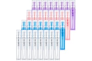 Phoetya 32 Stck 2Ml Mini Sprhflaschen, 4 Farben Tragbare Kunststoff-Parfmflasche Nachfllbare Leere Parfmzerstuber Make-up-Tool fr Reisen im Freien Bro (Mehrfarbig)