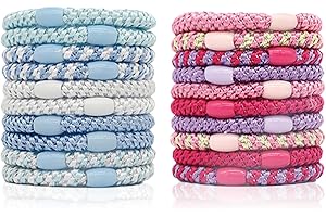 DQIUNAX Kknekki Hair Ties, 20 Stück Weiche Elastische Haargummis Damen, Kknekki Haargummi Original Für Sport, Büro, Freizeit, Nicht Beschädigende Pferdeschwanzhalter (Blau Rosa)