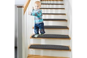 Ntmaichy Treppenstufen Matten,15 stück Stufenmatten Innen Anti-Rutsch Treppenteppich Selbstklebende Halbrunde Treppenpads Teppich Treppenschutz Treppenmattenset für Kinder Haustiere (grau)