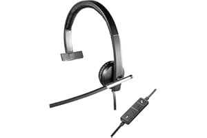 Logitech H650e Przewodowy zestaw słuchawkowy, słuchawki mono z mikrofonem z redukcją szumów, USB, sterowanie liniowe, wskaźnik LED, PC/Mac/Laptop - czarny