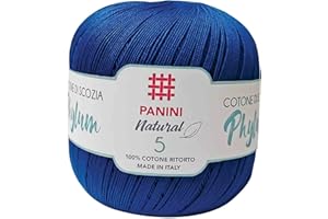 Panini Tessuti, Gomitolo Cotone Phylum Tit.5 - Made in Italy - Disponibile più colori per lavori a uncinetto - 100g - 450 m - Fai da te, Filati, Cotone
