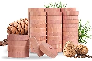 JAMATA Anti Mites Textiles, 60 Anneaux Anti Mites Bois de Cèdre, 100% Naturel Anti Mites Vêtements sans Produit Chimique, Naturelle Contre Les Mites pour Armoires de Rangement, Penderie